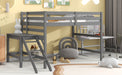 Gray Full Loft Bed with Platform Ladder lowrysfurniturestore