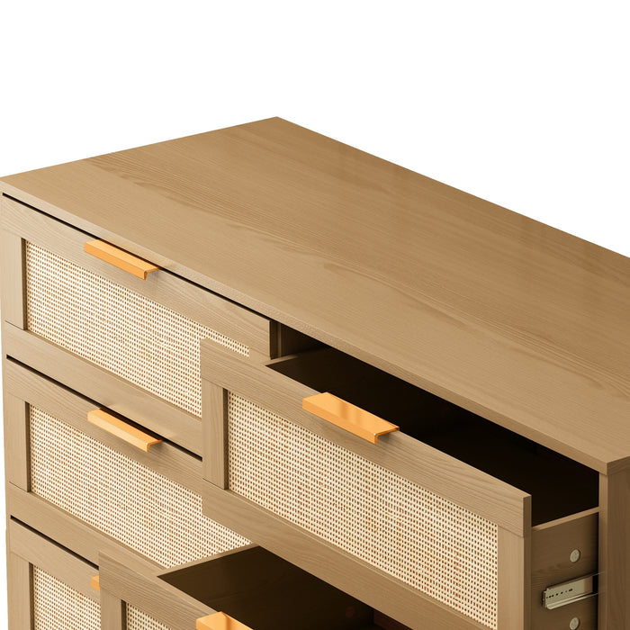 6 drawers Rattan dresser Rattan Drawer, Bedroom,Living Room lowrysfurniturestore