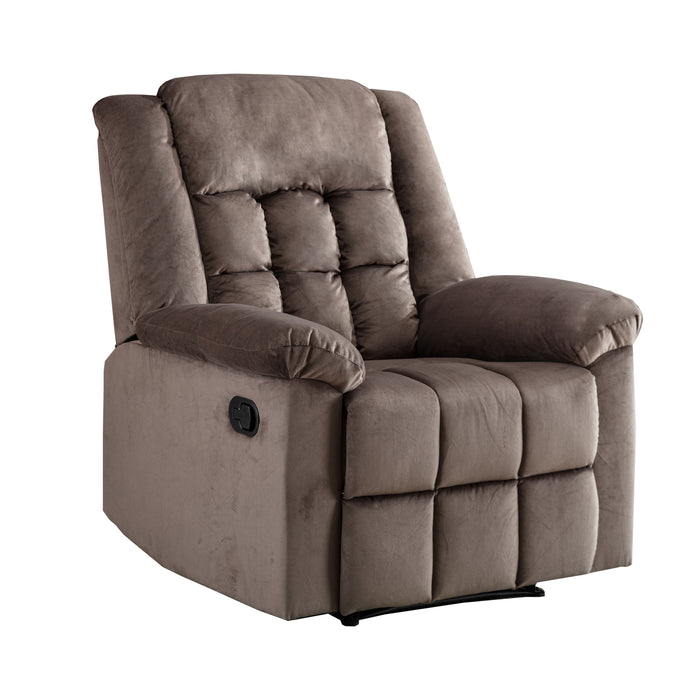 Chocolate Manual Recliner with Soft Padded Headrest and Armrest lowrysfurniturestore