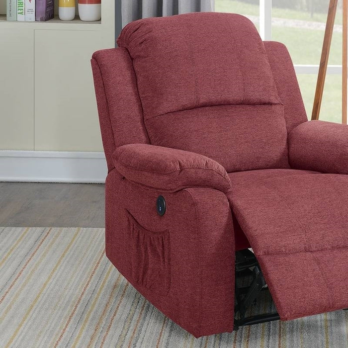 Red Power Recliner with USB lowrysfurniturestore