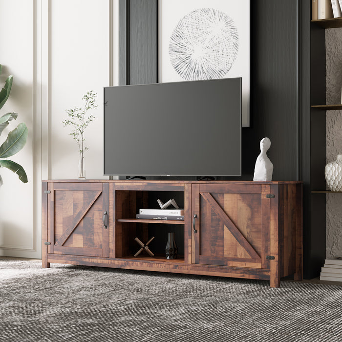 Farmhouse TV Stand, Wood Entertainment Center Media Console with Storage