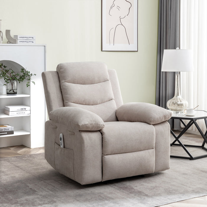 Beige Power Recliner Chair with Adjustable Massage with Heating lowrysfurniturestore