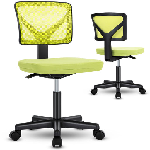 Green Armless Desk Chair Small Home Office Chair with Lumbar Support lowrysfurniturestore