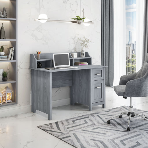 Techni Mobili Classic Office Desk with Storage, Grey lowrysfurniturestore