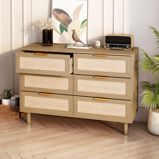 6 drawers Rattan dresser Rattan Drawer, Bedroom,Living Room lowrysfurniturestore
