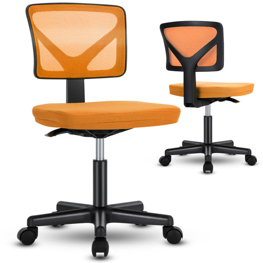 Orange Armless Desk Chair Small Home Office Chair with Lumbar Support lowrysfurniturestore