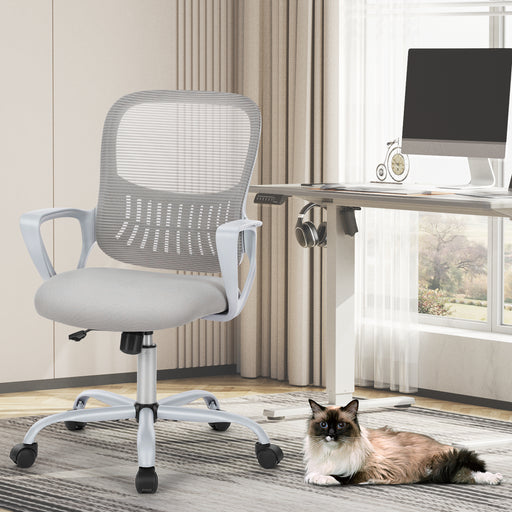 Gray Ergonomic Office Chair with Fixed Armrest lowrysfurniturestore
