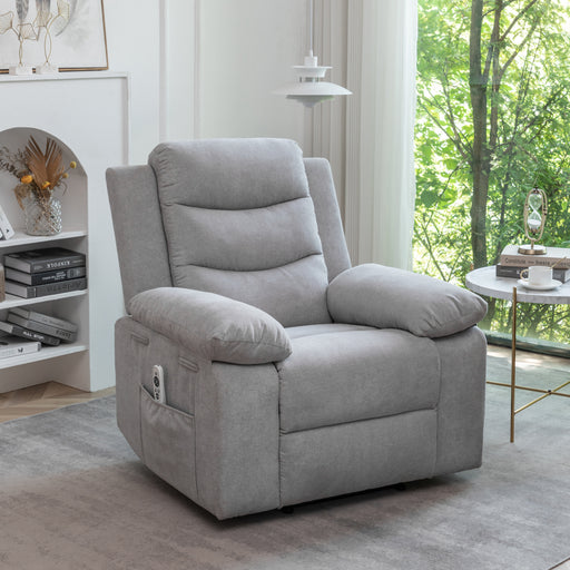 Light Gray Power Recliner Chair with Adjustable Massage Function Recliner Chair with Heating System for Living Room | lowrysfurniturestore