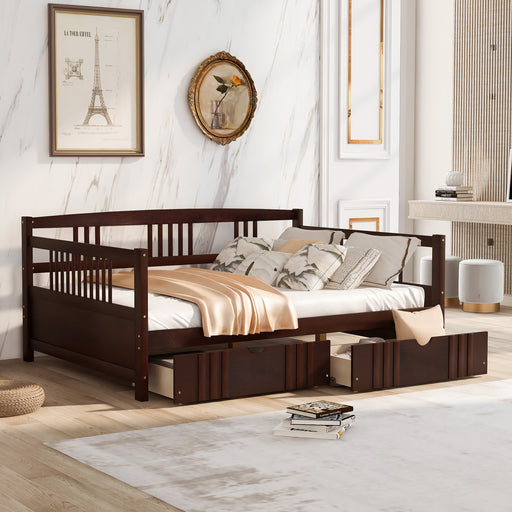 Full Size Daybed Wood Bed with Two Drawers, Espresso lowrysfurniturestore