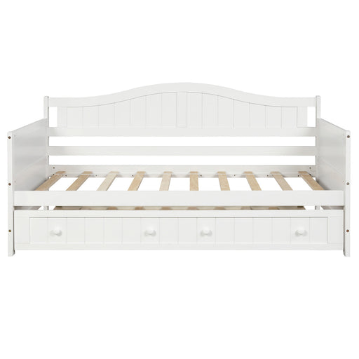 Twin Wooden Daybed with Trundle Bed White lowrysfurniturestore