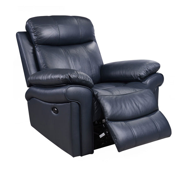 Blue Joplin Leather Power Recliner