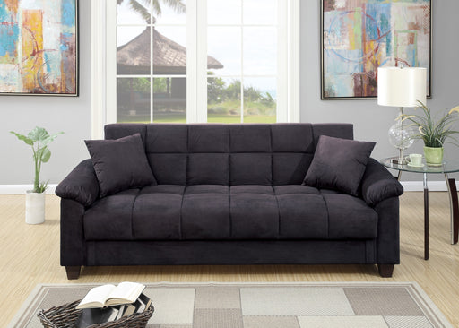 Black Futon Adjustable Sofa Plush Storage Sofa with Pillows lowrysfurniturestore