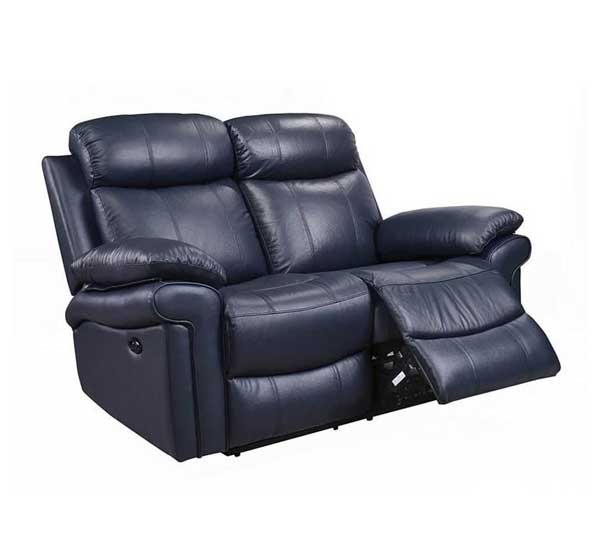 Blue Joplin Leather Power Loveseat
