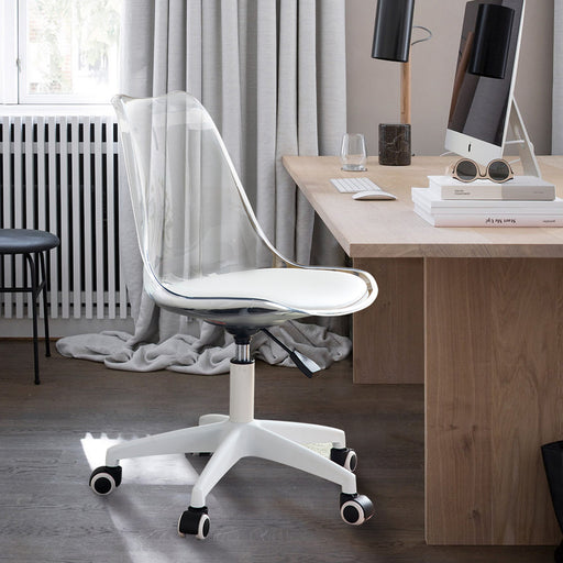 Transparent Modern Home Office Desk Chairs, adjustable 360 ° swivel chair engineering plastic armless swivel computer chair lowrysfurniturestore