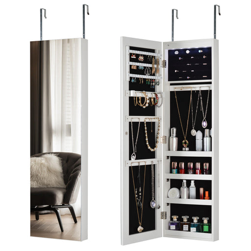 Full Mirror Fashion Simple Jewelry Storage Cabinet With Led Light Can Be Hung On The Door Or Wall lowrysfurniturestore