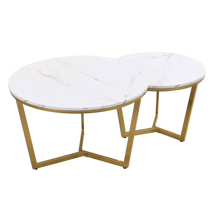 White Modern Round Coffee Table Set 2-Piece