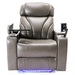 Gray Power Motion Recliner with USB Charging Port and Hidden Arm Storage Home Theater Seating with Convenient Cup Holder Design | lowrysfurniturestore