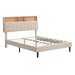 Full Beige Upholstered Platform Bed with Storage Headboard and USB Port lowrysfurniturestore