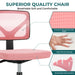 Pink Armless Desk Chair Small Home Office Chair with Lumbar Support | lowrysfurniturestore