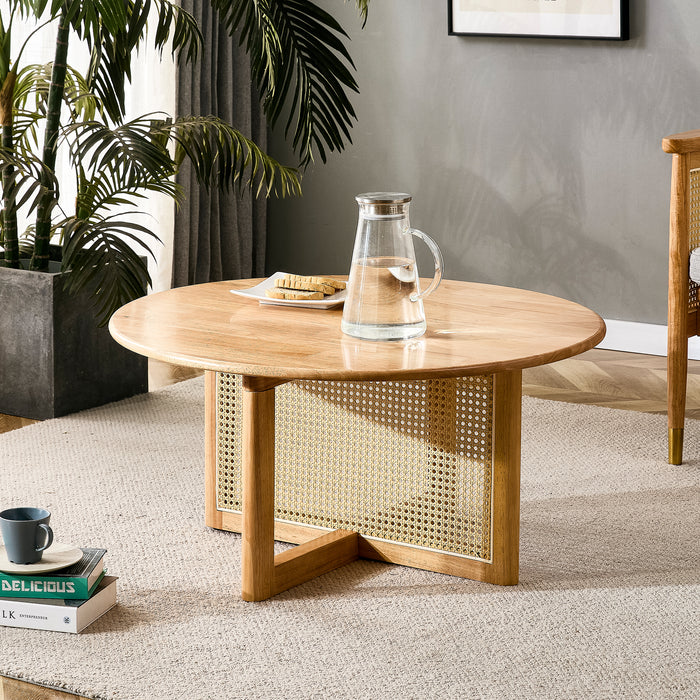 Natural Wooden Round Coffee Table