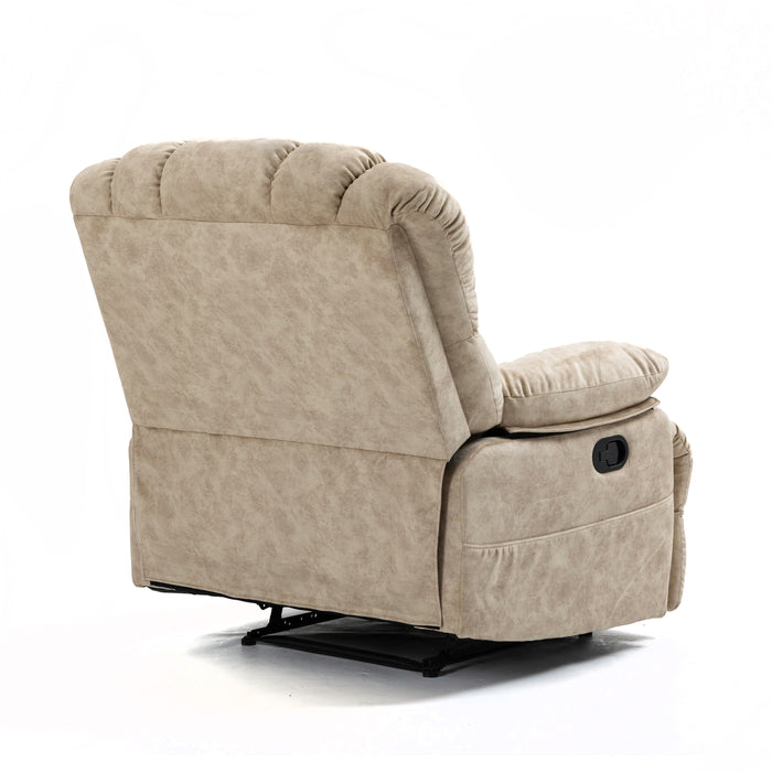 Large Manual Recliner Chair in Fabric for Living Room, Beige lowrysfurniturestore