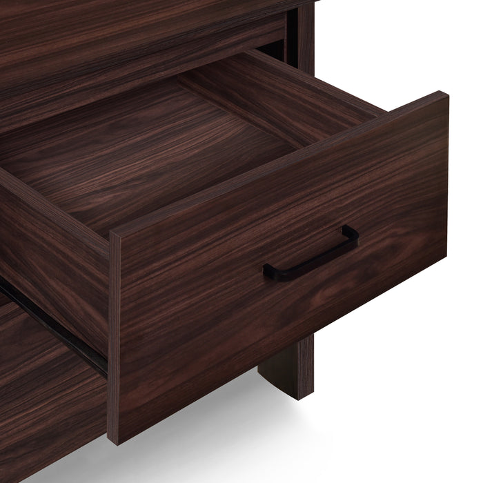 Wenge Nightstand Modern Design with 2 Drawers and Faux Wood Finish