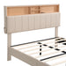 Full Beige Upholstered Platform Bed with Storage Headboard and USB Port lowrysfurniturestore