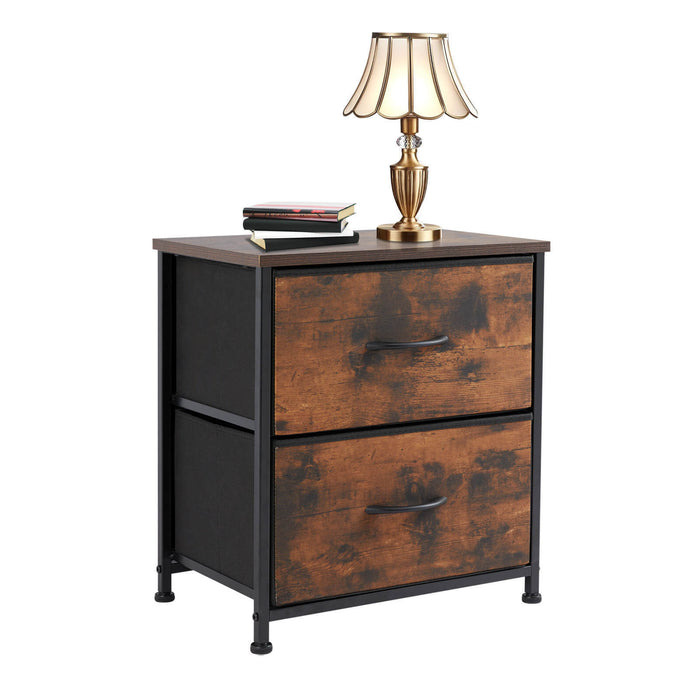 Brown 4-Drawer Chest of Drawers with Metal Frame and Wood Top