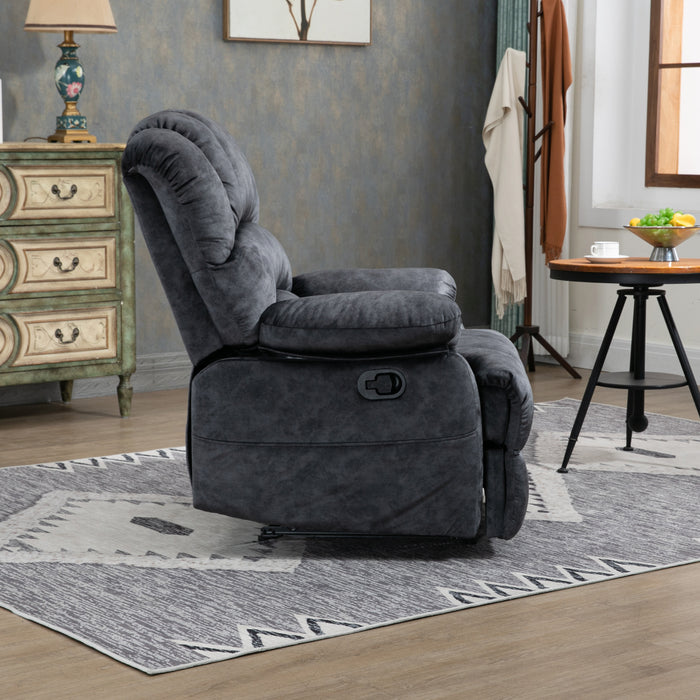 Large Manual Recliner Chair in Fabric for Living Room, Gray | lowrysfurniturestore