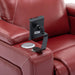 Red 270 Degree Swivel Faux Leather Power Recliner Home Theater Recliner with Surround Sound Cup Holder Removable Tray Table Hidden Arm Storage | lowrysfurniturestore