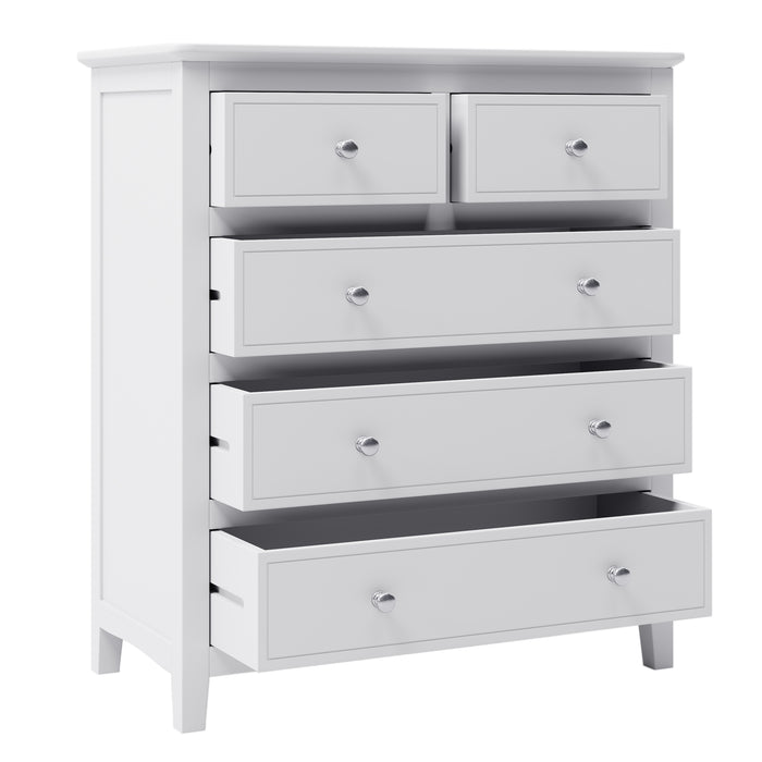 White Solid Wood 5-Drawer Chest