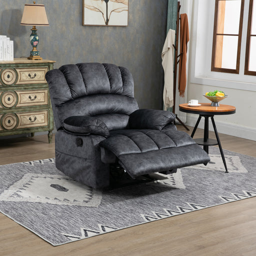 Large Manual Recliner Chair in Fabric for Living Room, Gray lowrysfurniturestore