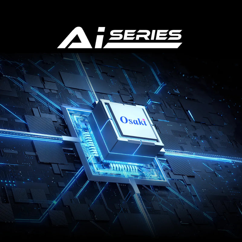 Osaki logo displayed on a digital AI technology background, representing the AI Series.