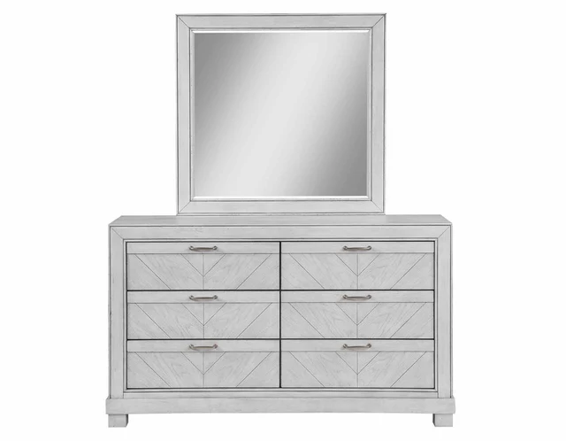 Montana gray 6-drawer dresser with matching mirror, front view