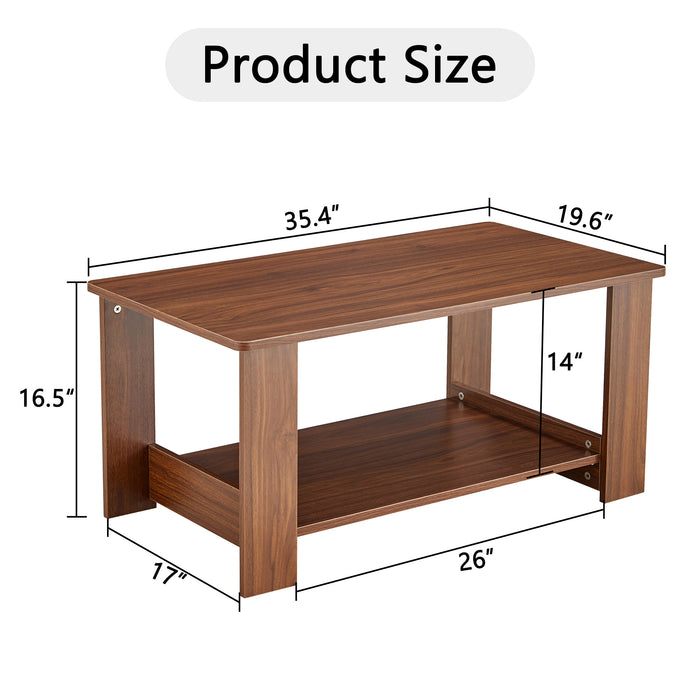 Walnut Modern colored Coffee Table, 19.6" x 35.4" x 16.5"