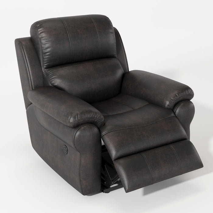 Espresso Breathable Fabric Power Reclining Chair with Magazine Holder and USB | lowrysfurniturestore