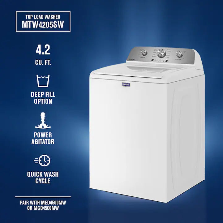 Maytag 4.2 Cu. Ft. Top Load Washer MTW4205SW