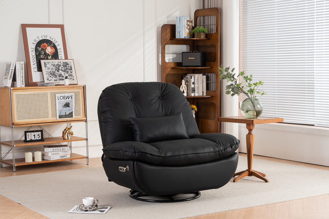Black Power Recliner Swivel Glider USB Charger With Bluetooth Music Player | lowrysfurniturestore