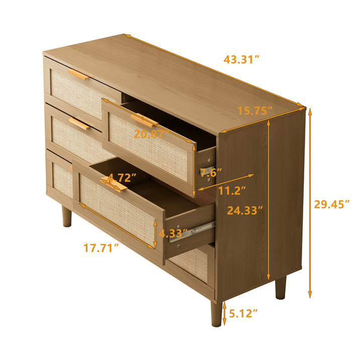6 drawers Rattan dresser Rattan Drawer, Bedroom,Living Room | lowrysfurniturestore
