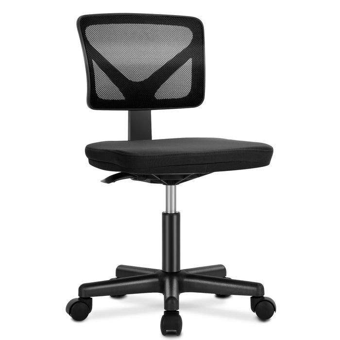 Black Armless Desk Chair Small Home Office Chair with Lumbar Support | lowrysfurniturestore