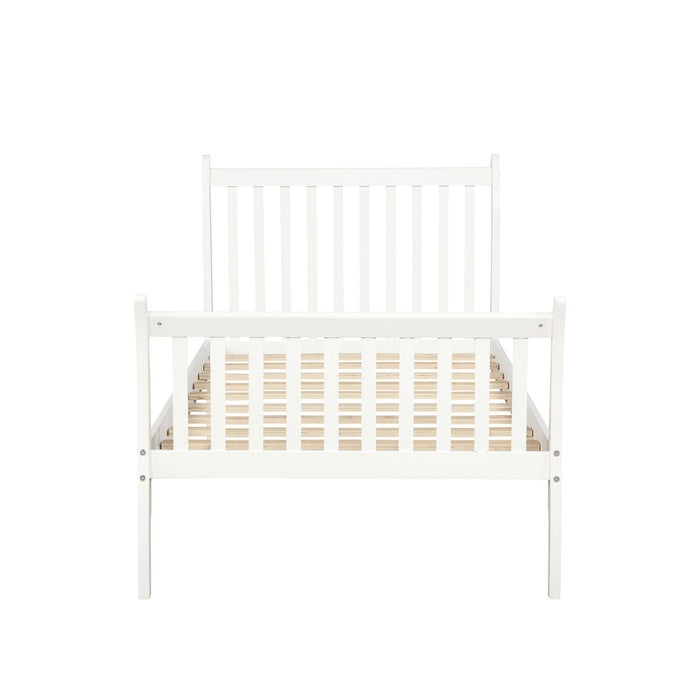 Twin White Platform Bed Frame with Wood Slat lowrysfurniturestore