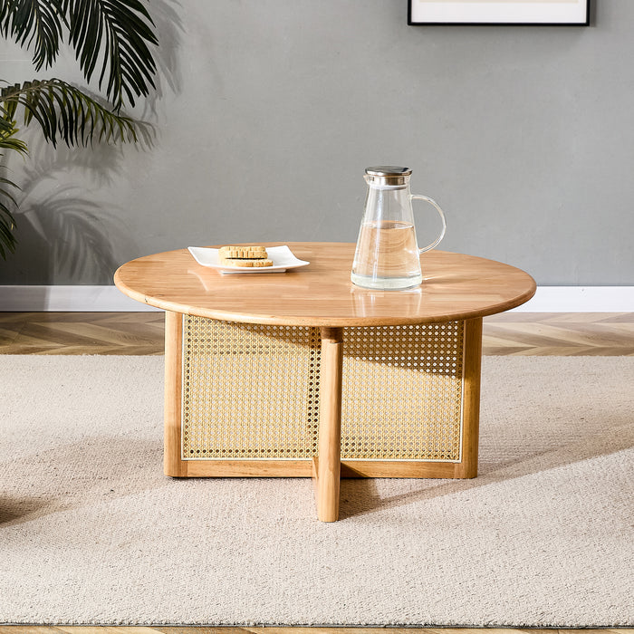 Natural Wooden Round Coffee Table