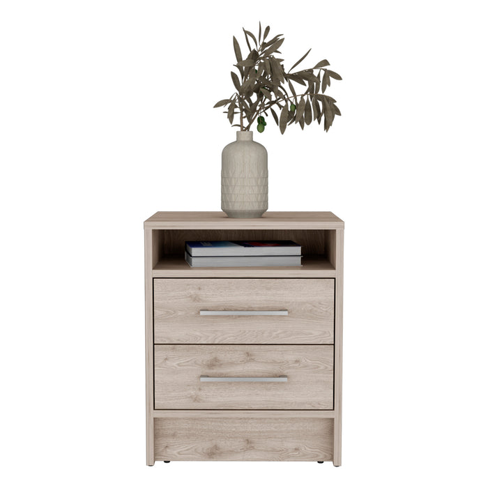 Light Gray Cartiz Nightstand Two Drawer Design