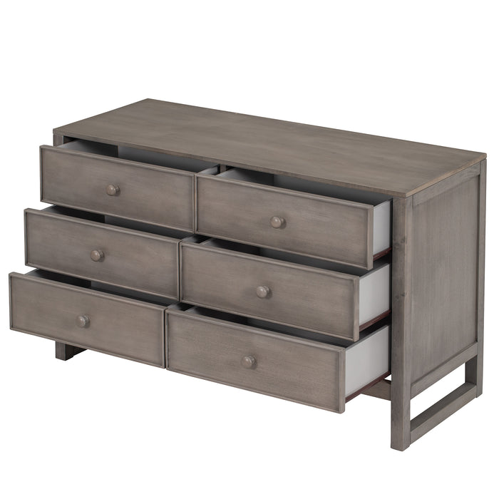 Rustic Wooden Dresser with 6 Drawers,Storage Cabinet for Bedroom,Anitque Gray | lowrysfurniturestore