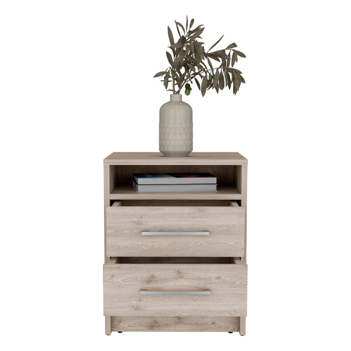 Light Gray Cartiz Nightstand Two Drawer Design