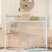 White Twin Metal Loft Bed with Desk and Shelf | lowrysfurniturestore