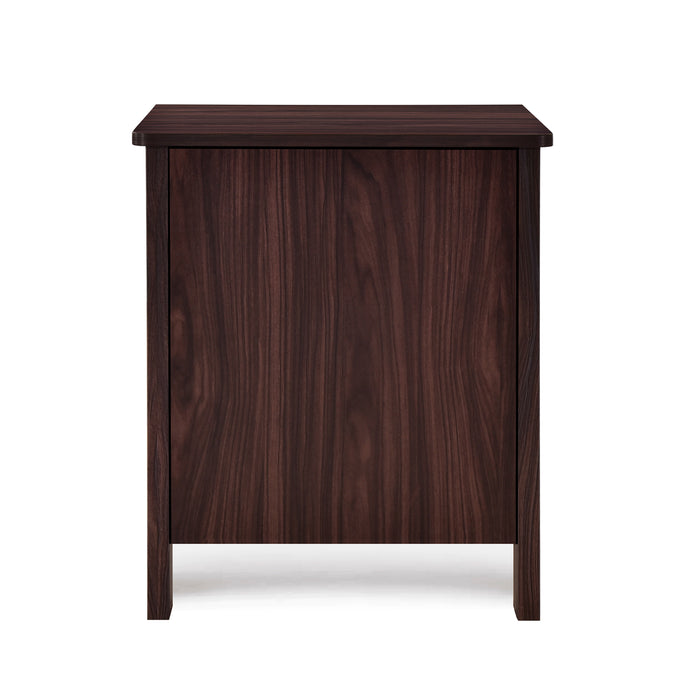 Wenge Nightstand Modern Design with 2 Drawers and Faux Wood Finish