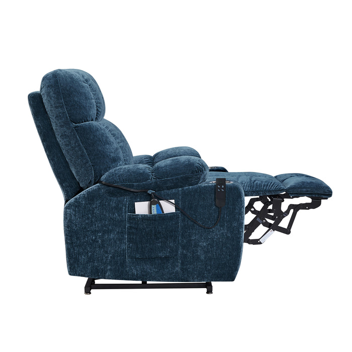 Lift Chair Blue Chair Infinite Position Lay Flat 180° Recliner with Heat Massage Lift Recliner
