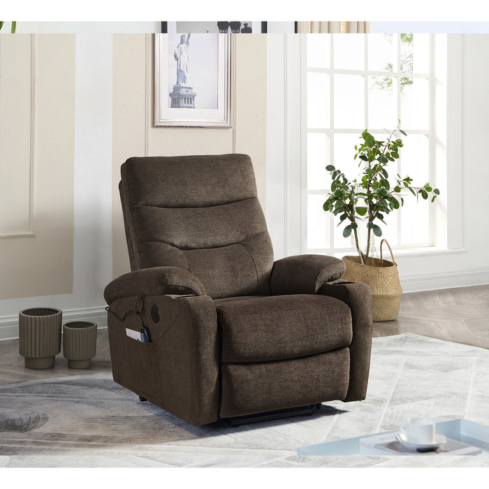 Lift Chair Dark Brown with Massage and Heat 3 Positions, 2 Side Pockets and Cup Holders Lift Recliner