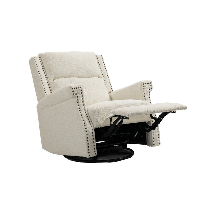 Beige Swivel Recliner Chair 360 Degree Swivel Manual | lowrysfurniturestore